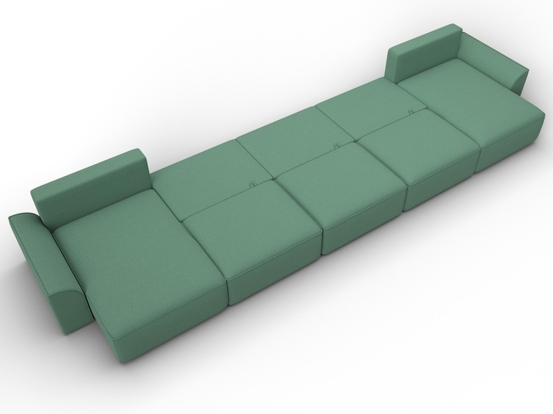 Диван П-образный Лига-048 НПБ МегаЛонг, Рогожка, Амур 11 зеленый