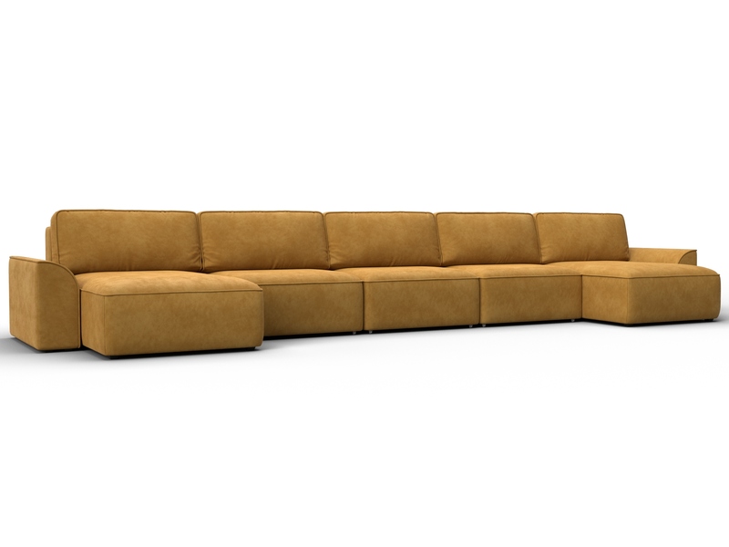 Диван П-образный Лига-048 НПБ МегаЛонг, Велюр, BRUT 10 желтый