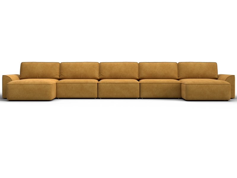 Диван П-образный Лига-048 НПБ МегаЛонг, Велюр, BRUT 10 желтый