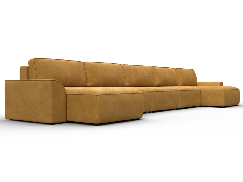 Диван П-образный Лига-048 НПБ МегаЛонг, Велюр, BRUT 10 желтый