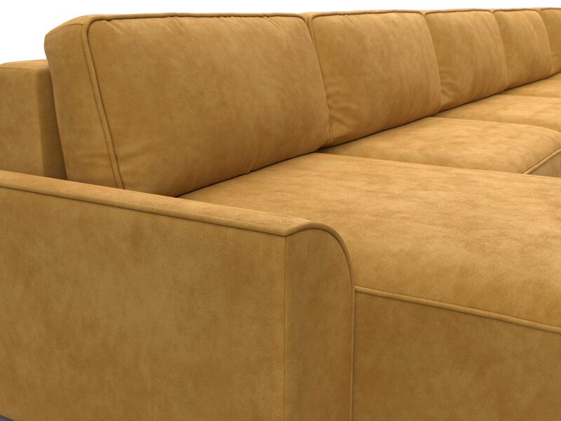 Диван П-образный Лига-048 НПБ МегаЛонг, Велюр, BRUT 10 желтый