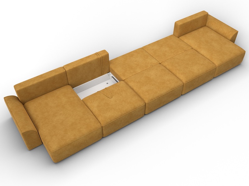 Диван П-образный Лига-048 НПБ МегаЛонг, Велюр, BRUT 10 желтый