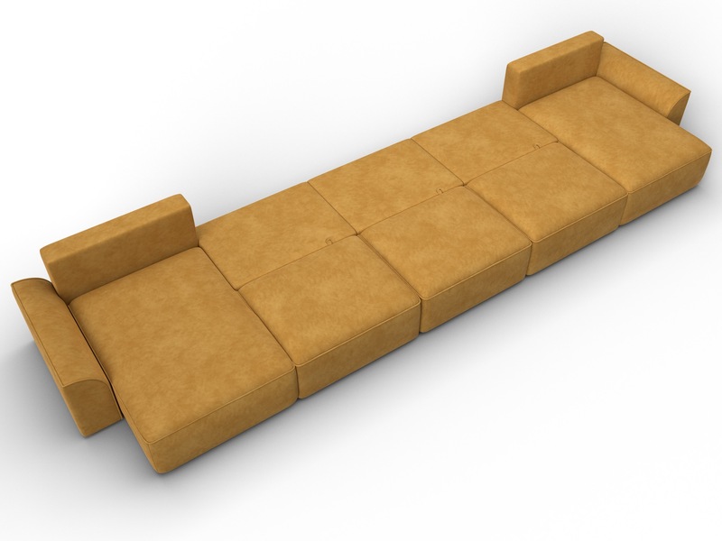 Диван П-образный Лига-048 НПБ МегаЛонг, Велюр, BRUT 10 желтый