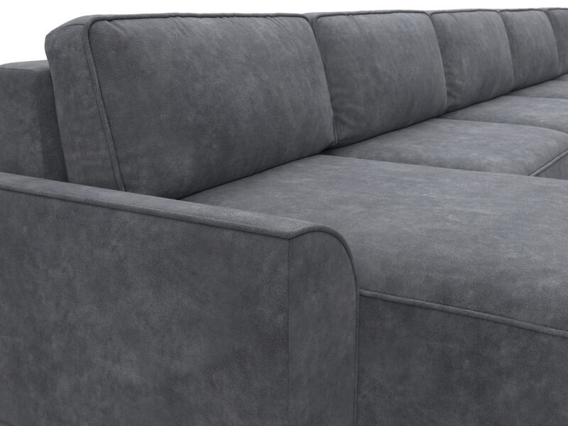 Диван П-образный Лига-048 НПБ МегаЛонг, Велюр, BRUT 16 темно-серый