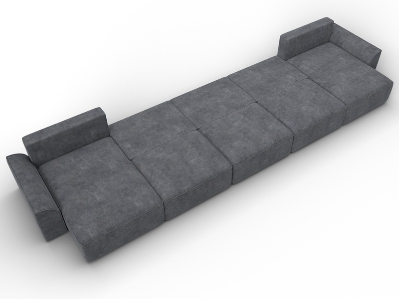 Диван П-образный Лига-048 НПБ МегаЛонг, Велюр, BRUT 16 темно-серый