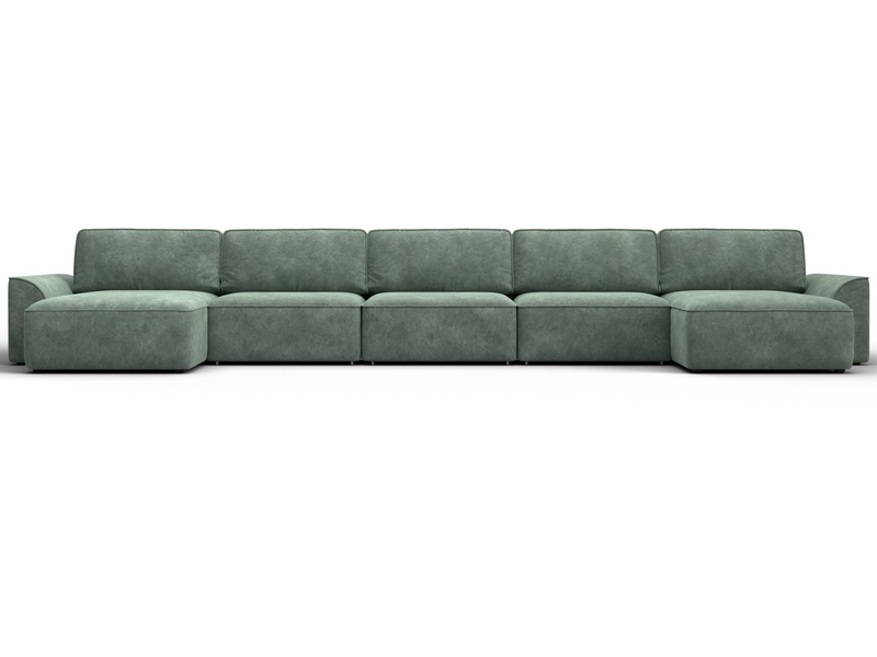 Диван П-образный Лига-048 НПБ МегаЛонг, Велюр, BRUT 08 зеленый