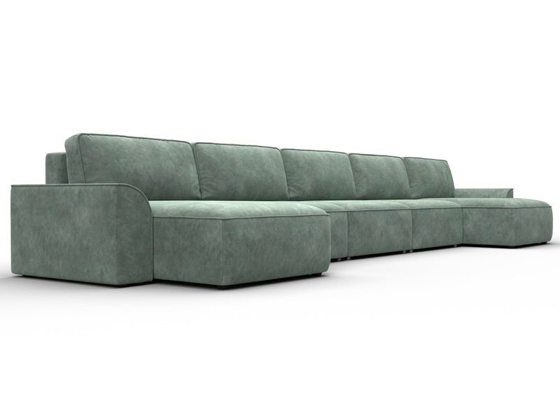 Диван П-образный Лига-048 НПБ МегаЛонг, Велюр, BRUT 08 зеленый