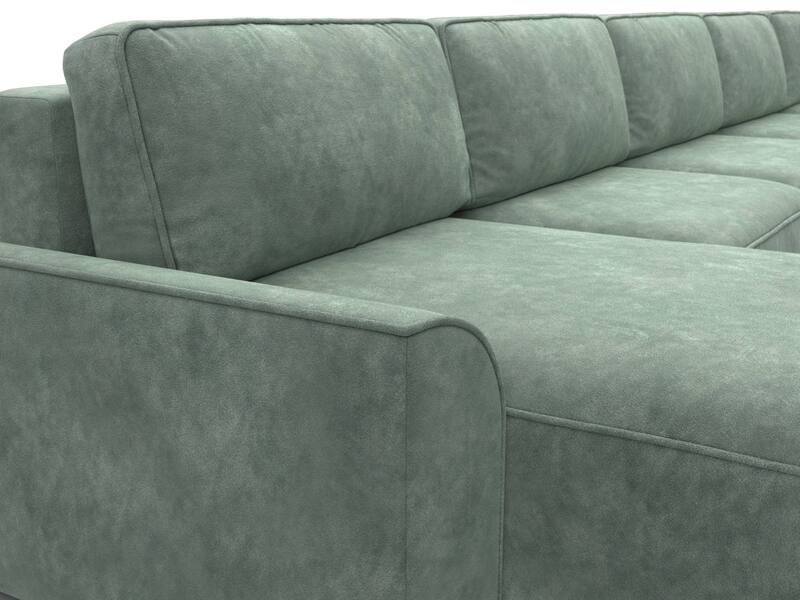 Диван П-образный Лига-048 НПБ МегаЛонг, Велюр, BRUT 08 зеленый