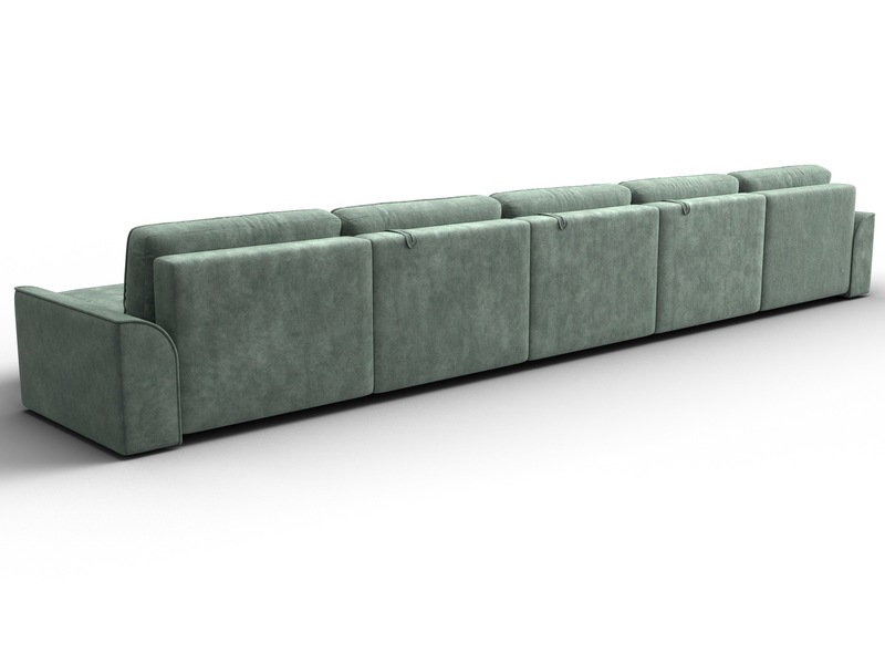 Диван П-образный Лига-048 НПБ МегаЛонг, Велюр, BRUT 08 зеленый