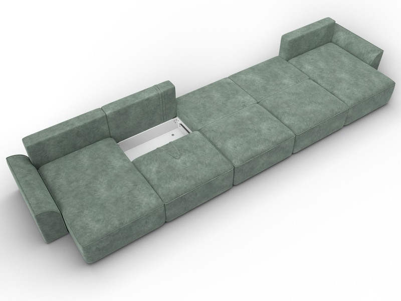 Диван П-образный Лига-048 НПБ МегаЛонг, Велюр, BRUT 08 зеленый