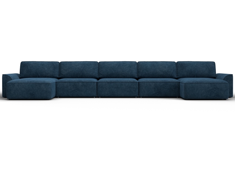 Диван П-образный Лига-048 НПБ МегаЛонг, Велюр, BRUT 11 синий