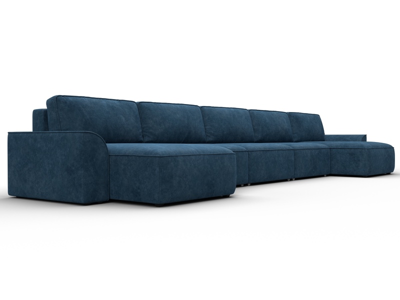 Диван П-образный Лига-048 НПБ МегаЛонг, Велюр, BRUT 11 синий