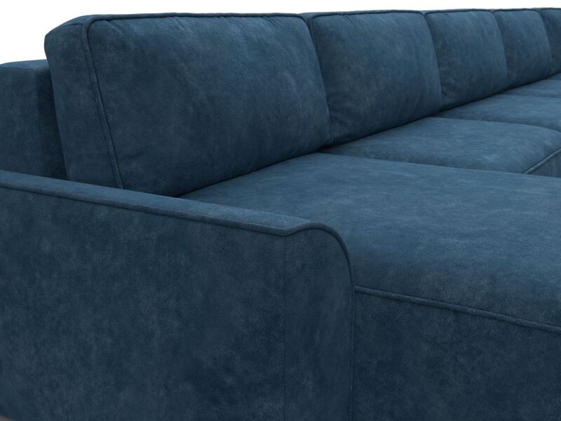 Диван П-образный Лига-048 НПБ МегаЛонг, Велюр, BRUT 11 синий