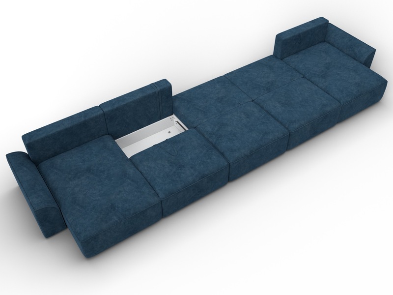 Диван П-образный Лига-048 НПБ МегаЛонг, Велюр, BRUT 11 синий
