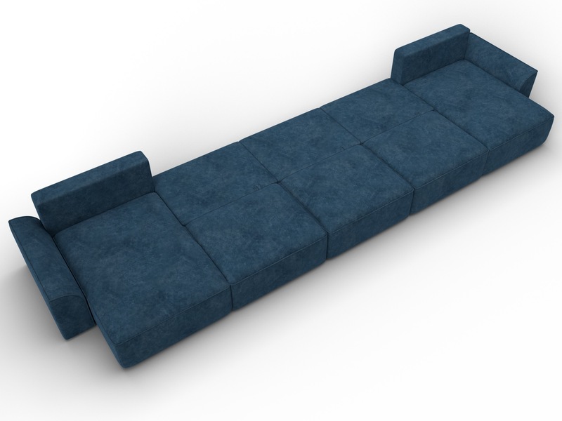 Диван П-образный Лига-048 НПБ МегаЛонг, Велюр, BRUT 11 синий