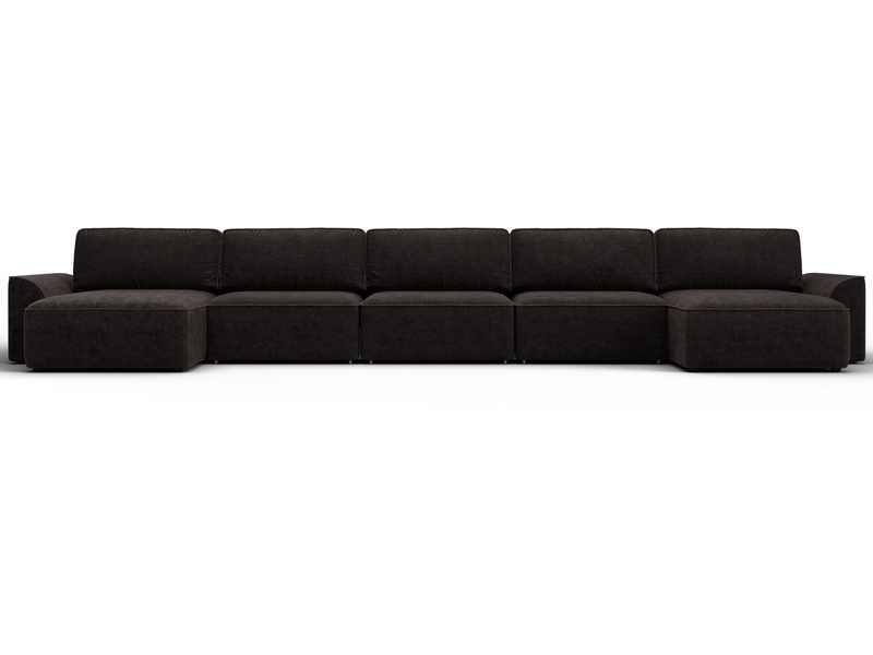 Диван П-образный Лига-048 НПБ МегаЛонг, Велюр, BRUT 17 коричневый