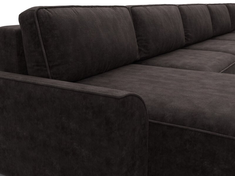 Диван П-образный Лига-048 НПБ МегаЛонг, Велюр, BRUT 17 коричневый