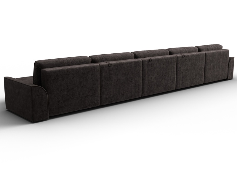 Диван П-образный Лига-048 НПБ МегаЛонг, Велюр, BRUT 17 коричневый