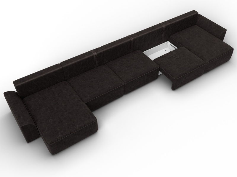 Диван П-образный Лига-048 НПБ МегаЛонг, Велюр, BRUT 17 коричневый