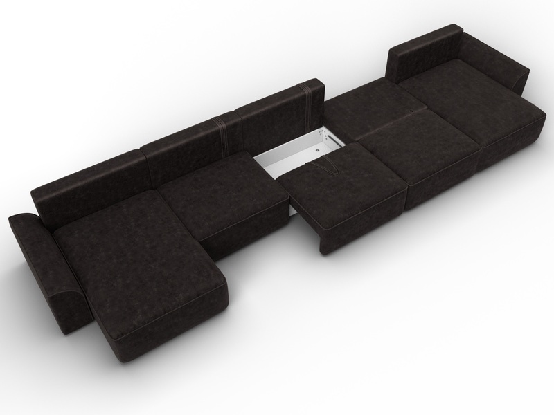 Диван П-образный Лига-048 НПБ МегаЛонг, Велюр, BRUT 17 коричневый