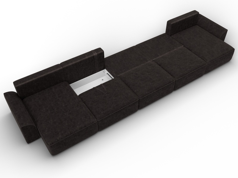 Диван П-образный Лига-048 НПБ МегаЛонг, Велюр, BRUT 17 коричневый