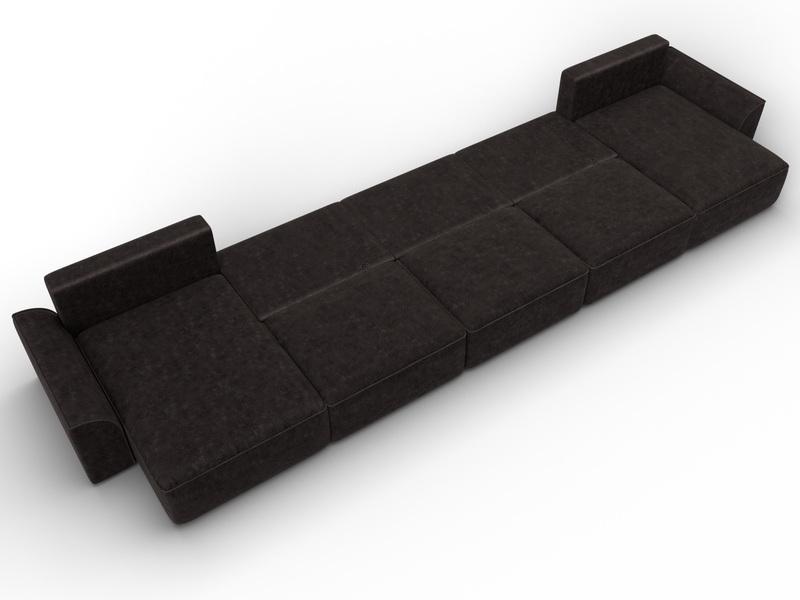 Диван П-образный Лига-048 НПБ МегаЛонг, Велюр, BRUT 17 коричневый