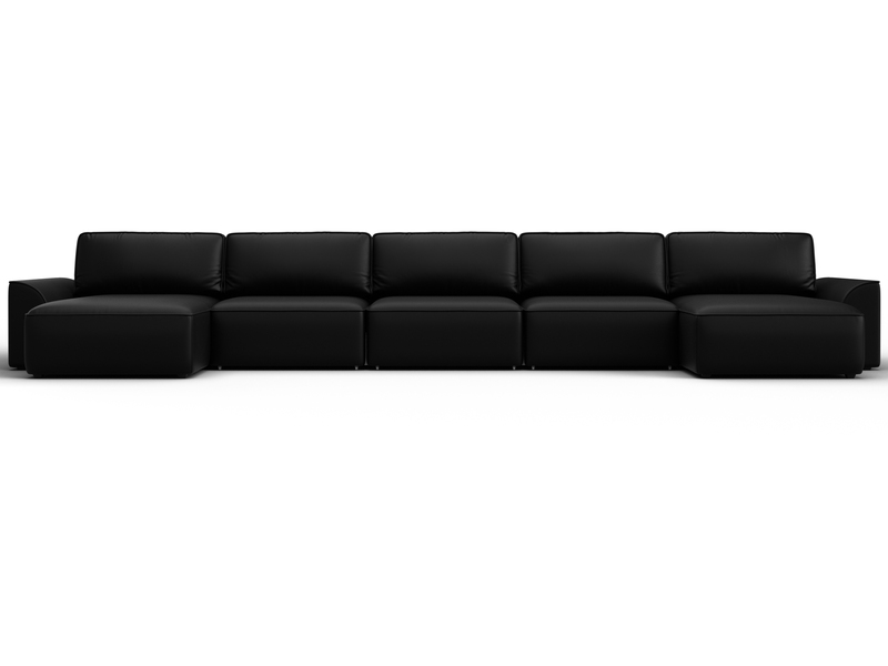 Диван П-образный Лига-048 НПБ МегаЛонг, Экокожа, GRIFON 18 черный