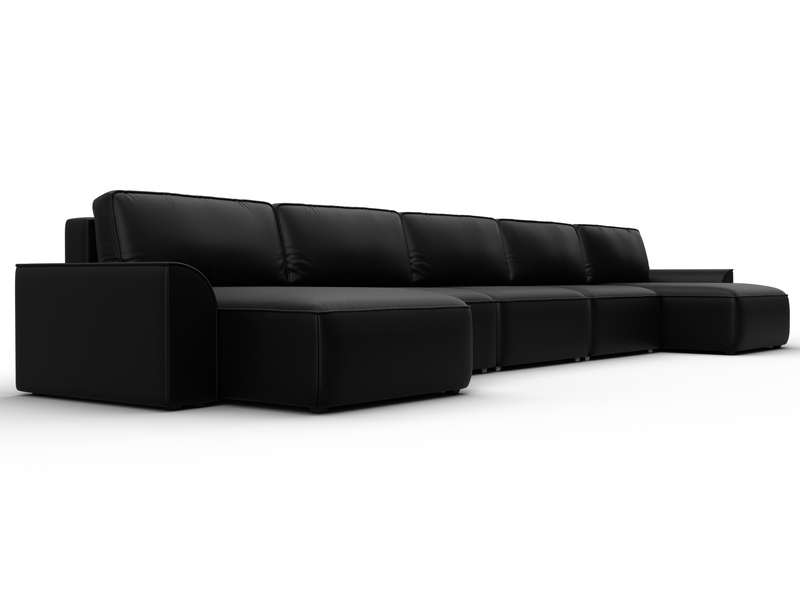 Диван П-образный Лига-048 НПБ МегаЛонг, Экокожа, GRIFON 18 черный