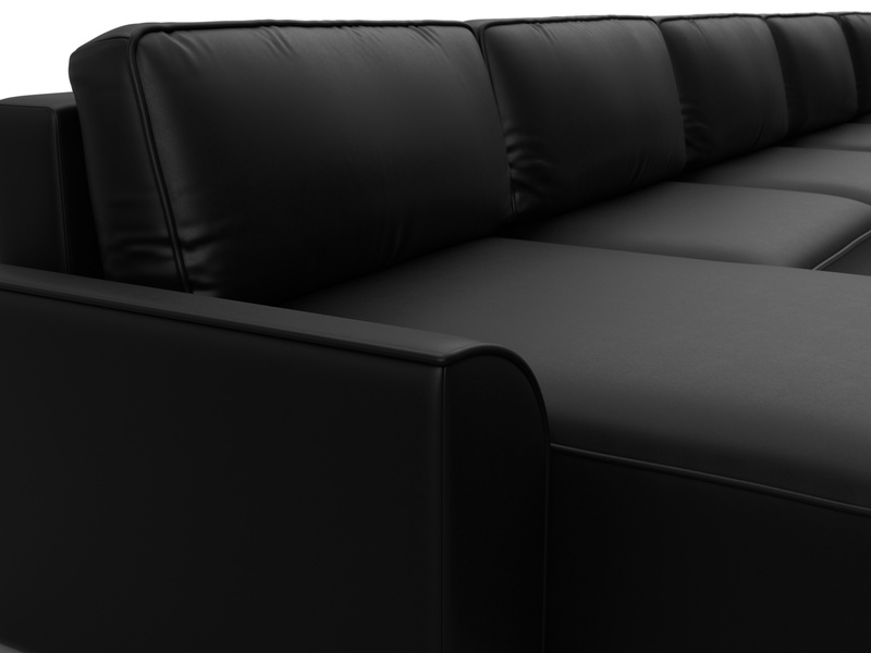 Диван П-образный Лига-048 НПБ МегаЛонг, Экокожа, GRIFON 18 черный