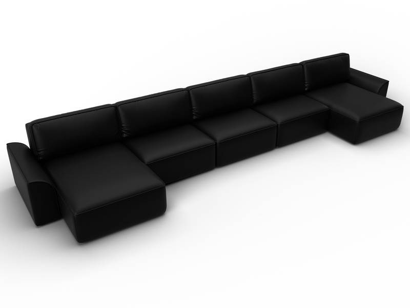 Диван П-образный Лига-048 НПБ МегаЛонг, Экокожа, GRIFON 18 черный