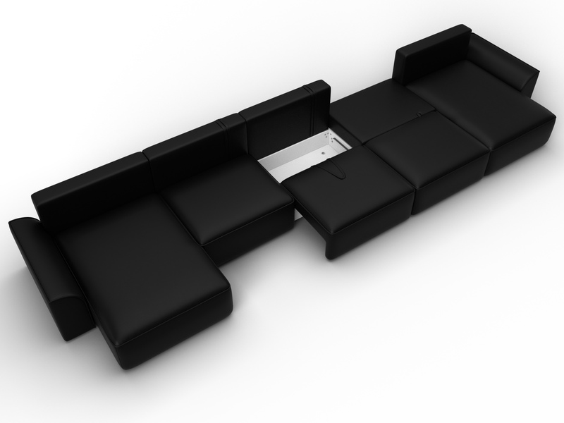 Диван П-образный Лига-048 НПБ МегаЛонг, Экокожа, GRIFON 18 черный