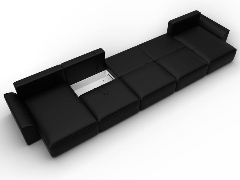 Диван П-образный Лига-048 НПБ МегаЛонг, Экокожа, GRIFON 18 черный