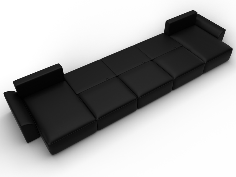 Диван П-образный Лига-048 НПБ МегаЛонг, Экокожа, GRIFON 18 черный