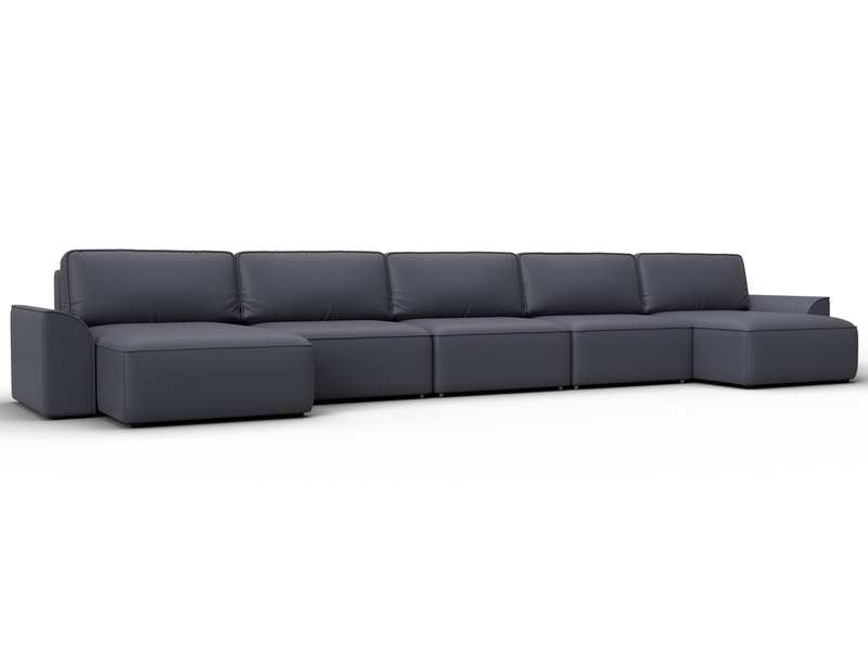 Диван П-образный Лига-048 НПБ МегаЛонг, Экокожа, GRIFON 15 серый