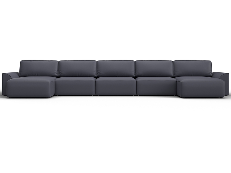 Диван П-образный Лига-048 НПБ МегаЛонг, Экокожа, GRIFON 15 серый