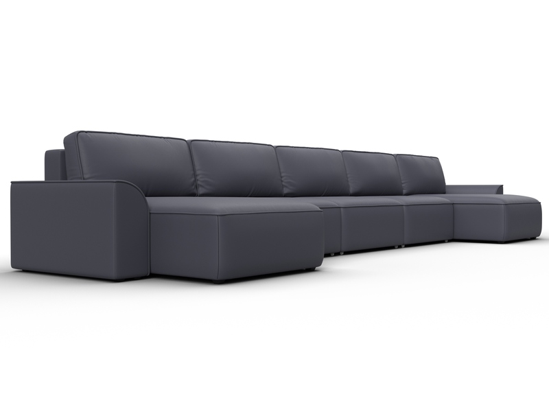 Диван П-образный Лига-048 НПБ МегаЛонг, Экокожа, GRIFON 15 серый