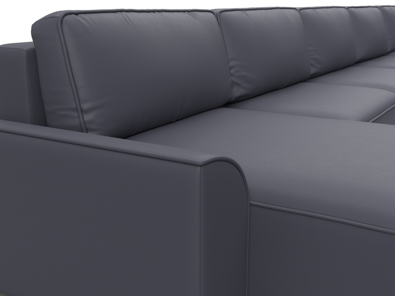 Диван П-образный Лига-048 НПБ МегаЛонг, Экокожа, GRIFON 15 серый