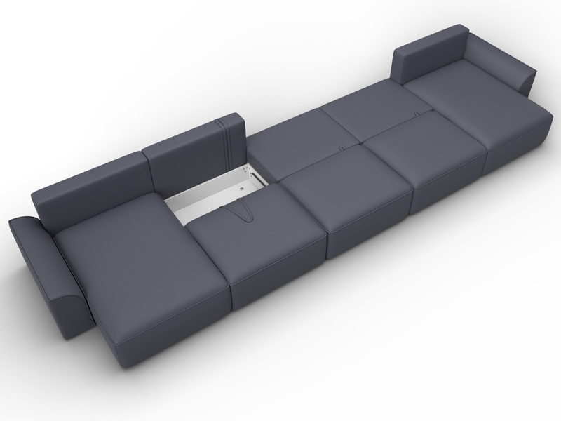 Диван П-образный Лига-048 НПБ МегаЛонг, Экокожа, GRIFON 15 серый