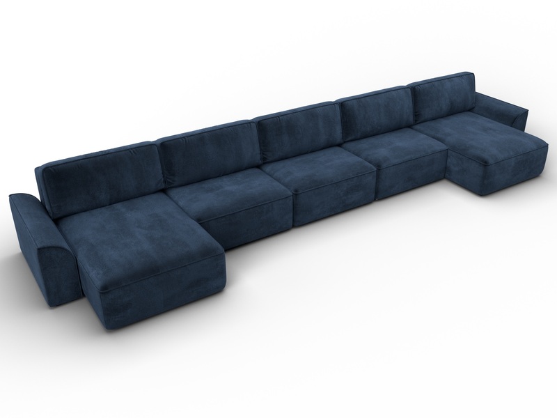 Диван П-образный Лига-048 НПБ МегаЛонг, Велюр, TOWER 13 синий