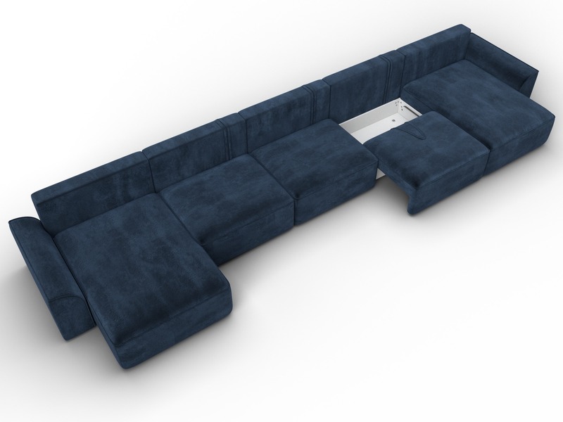 Диван П-образный Лига-048 НПБ МегаЛонг, Велюр, TOWER 13 синий