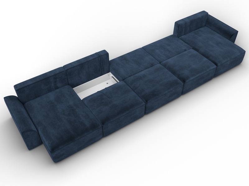 Диван П-образный Лига-048 НПБ МегаЛонг, Велюр, TOWER 13 синий