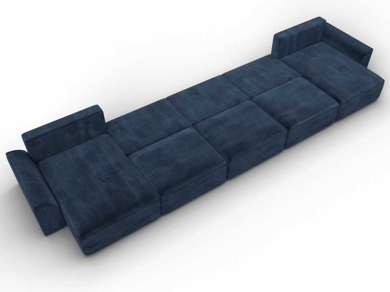 Диван П-образный Лига-048 НПБ МегаЛонг, Велюр, TOWER 13 синий