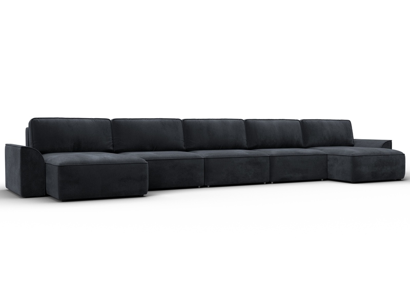 Диван П-образный Лига-048 НПБ МегаЛонг, Велюр, TOWER 11 темно-серый