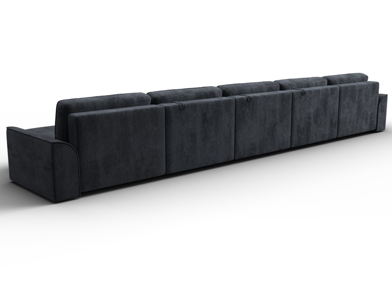 Диван П-образный Лига-048 НПБ МегаЛонг, Велюр, TOWER 11 темно-серый