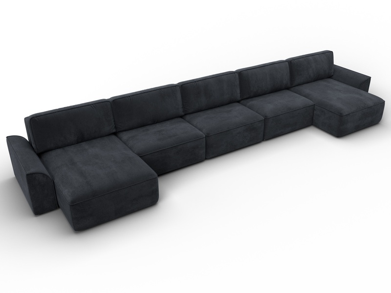 Диван П-образный Лига-048 НПБ МегаЛонг, Велюр, TOWER 11 темно-серый