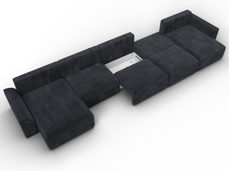Диван П-образный Лига-048 НПБ МегаЛонг, Велюр, TOWER 11 темно-серый
