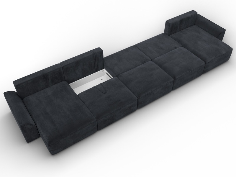 Диван П-образный Лига-048 НПБ МегаЛонг, Велюр, TOWER 11 темно-серый