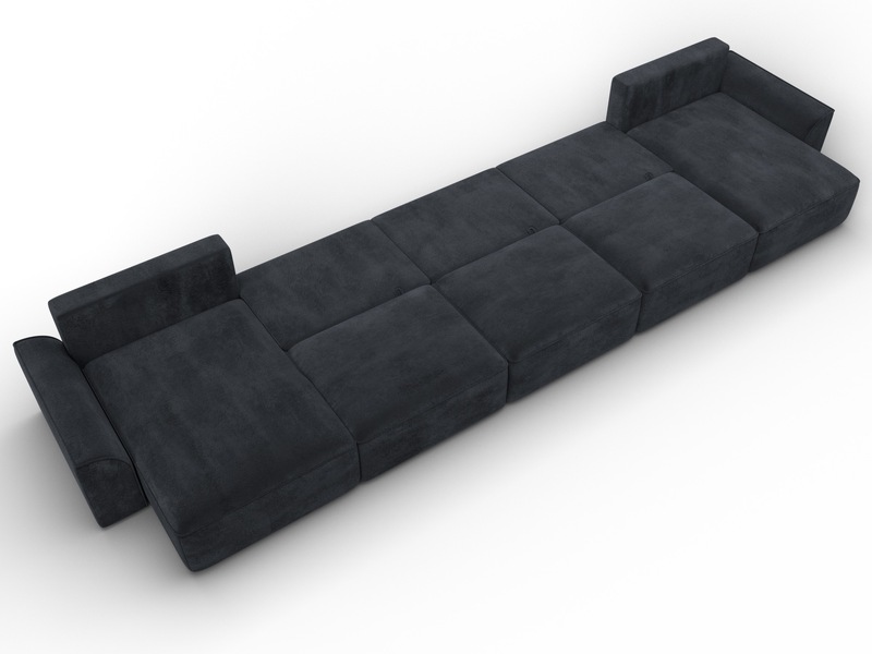 Диван П-образный Лига-048 НПБ МегаЛонг, Велюр, TOWER 11 темно-серый