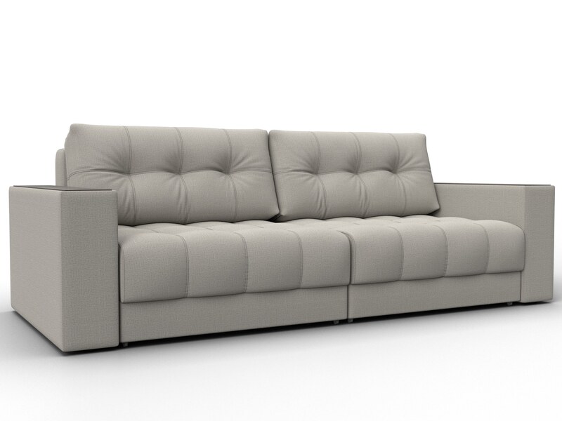 Диван прямой с декором Лига-049 НПБ, Рогожка, Амур 02 бежевый