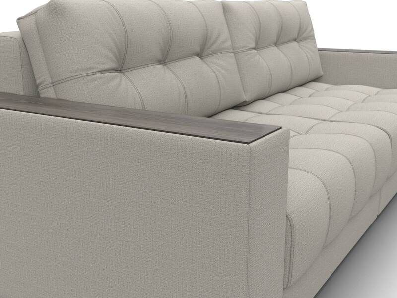 Диван прямой с декором Лига-049 НПБ, Рогожка, Амур 02 бежевый